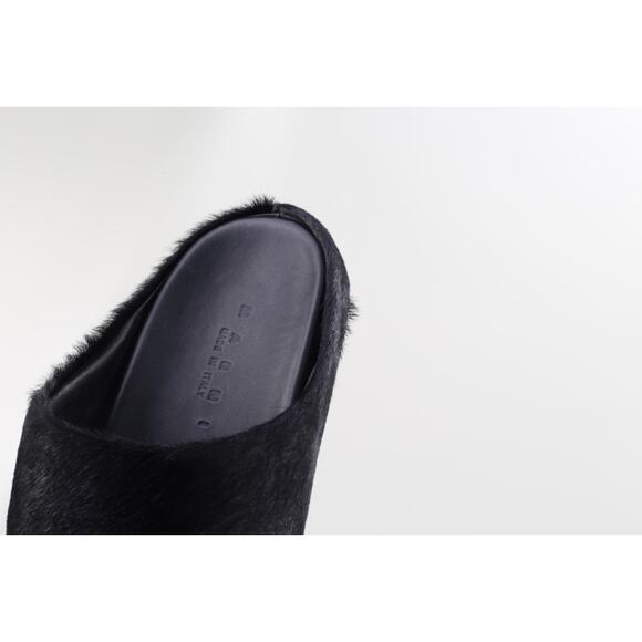 Marni Black Long Hair Calfskin Fussbett Sabot Mule Flats Slippers Size 41 main image 9